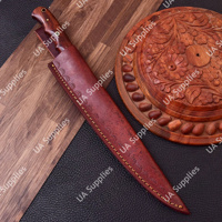 Couteau à fileter léger en acier Damas à lame pleine de 7 pouces, manche en bois de rose naturel, finition brossée, qualité industrielle, fait main