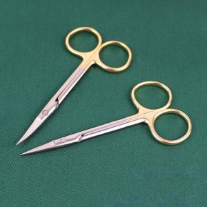 Heavy Duty 10cm Gold Handle Curved Stainless Steel Blades Sharp Beauty Facial Hair Nail Cuticle Scissors ANAAIF - Product Image 1
