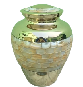 Urne funéraire en laiton poli gravé jaune pour cendres humaines adultes, style américain/européen - Product Image 4