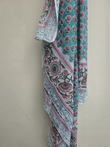 Hand Block Print Cotton <b>Sarong</b> Pareo Floral Beach Wrap Indian Printed <b>Bikini</b> Cover up Lightweight Breathable Long Summer Scarf - Product Image 6