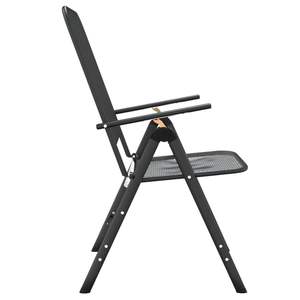 2-Piece Anthracite <b>Folding</b> <b>Patio</b> <b>Chairs</b> with Expanded Metal Mesh <b>Patio</b> Furniture Set - Product Image 5