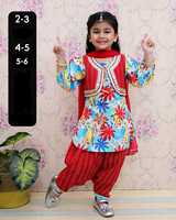 Salwar Kameez traditionnel pour filles, en coton, imprimé floral, coupe ample, longueur cheville, jaune vert, tenue de fête, Inde Pakistan, 3-4 4-5