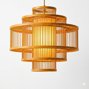 Lámpara de Techo Colgante de Bambú Tejido en Forma de Campana, Estilo Tropical, Tradicional, Moderno, Grande, Hecha a Mano, Rústica, de Mediados de Siglo, Ecológica - Product Image 4