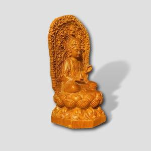 รูปปั้นพระอวโลกิต่ายโรสวูดธรรมชาติแกะสลักด้วยมือตกแต่งแบบชาวพุทธ - Product Image 4
