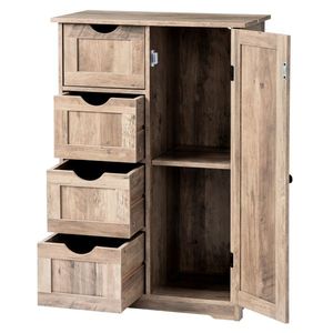 Meuble de salle de bain en MDF gris délavé avec placage mélaminé, 4 tiroirs, 1 porte, 80 cm, 56*30*30 cm - Product Image 5