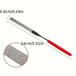 Lime à ongles jetable en acier inoxydable Diamond Emery, double face, droite, manche rouge, outil de soin des ongles, grain 100, 9 cm - Product Image 5