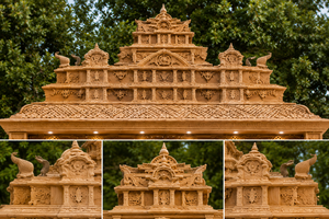 Mandap de mariage traditionnel Grand Éléphant Pillar Manavarai, scène sculptée en fibre, style temple sud-indien, Kalyana Mandapam - Product Image 3