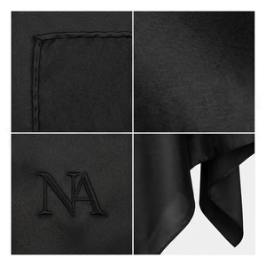 NORTH APPROACH Black Square Silk Scarf Unisex Elegant All Seasons Solid Color Daily Wear Accessory - Product Image 4