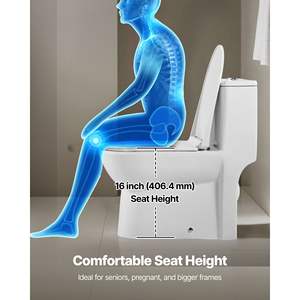 White Silver One-Piece Elongated Vortex Dual-Flush <b>Toilet</b> 1.1/1.6 GPF Comfortable Bathroom Chair <b>Seat</b> <b>Easy</b>-<b>Clean</b> 12 Inch Skirted - Product Image 6