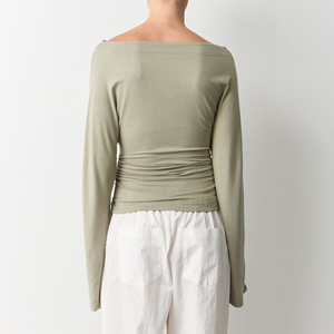 Top Corto de Verano para Mujer con Logo, Ecológico, Hombros Caídos, Manga Larga, Ajuste Delgado, Detalle de Ojales y Abertura Frontal, Elegante - Product Image 2