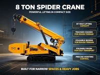 Grue araignée miniature CASDE de 8 tonnes, avec stabilisateurs pliables, alimentation essence/électrique, haute efficacité opérationnelle, hauteur de levage de 17,5 m