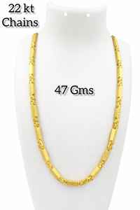 Collar de Lujo para Hombre, Cadena Italiana de Oro Sólido de 22K, Estilo Clásico para Bodas y Fiestas, Eslabones Cilíndricos Texturizados de Alto Brillo, 47 Gramos - Product Image 2