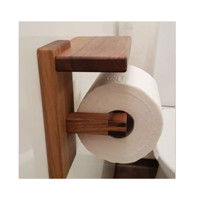 Top Quality Wood Toilet Paper Roll <b>Shelf</b> Holder <b>Rustic</b> <b>Wooden</b> Toilet Paper Holder Wall Mounted Stand - Product Image 6