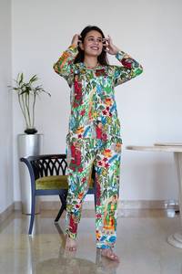 Pijama de algodón para mujer, camisón de verano para la playa, camisón de algodón suave estampado, camisón con botones, camiseta de pijama estampada, pijama largo - Product Image 3