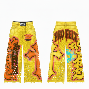 Pantalones Deportivos Anchos de Lona Personalizados con Diseño de Arte Callejero, Estampado con Transferencia Térmica de Estrellas, 100% Algodón, Secado Rápido y Transpirables - Product Image 5