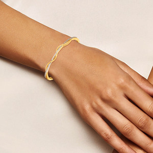 Pulsera de Cadena GLEAMORA ENTERPRISE de Lujo en Oro Amarillo de 18K con Diamante Cultivado en Laboratorio, Corte Brillante, Diseño Intrincado y Entrecruzado Clásico para Mujer - Product Image 3