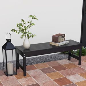 Panca da Giardino in HDPE per Tutte le Stagioni da 119 cm, Panca da Esterno Nera Senza Schienale con Doghe in Ferro per Cortile, Giardino, Portico, Parco - Product Image 2
