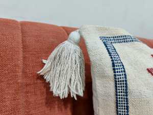 Hand-Embroidered Tribal Geometric Pattern Decorative <b>Cushion</b> <b>Cover</b> with Tassels - Product Image 4