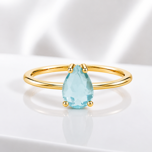 Vente en gros de bagues fines à facettes poire Quartz bleu topaze pierre précieuse éternité Vermeil Prong argent sterling-approvisionnement en vrac bijoux de confiance - Product Image 1