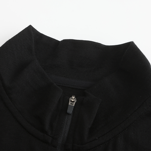 Pull à col zippé en laine mérinos 190 GSM pour homme – Teint uni, anti-humidité, manches longues, couche de base pour activités de plein air - Product Image 3