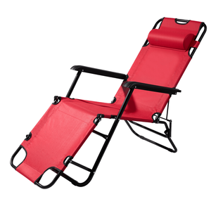 Chaise pliante inclinable portable rouge à double usage - Product Image 1