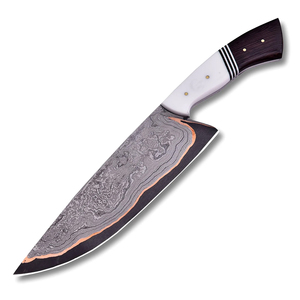 Cuchillo de Cocina Multiusos de Diseño con Patrón de Damasco de Cobre, Acabado Artístico para Aventuras y Viajes - Product Image 6
