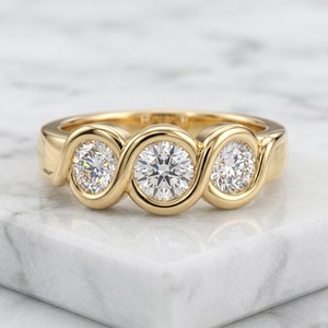 0.70CTW Three Stone Round Solitaire Bezel set <b>Diamond</b> <b>Ring</b> - Product Image 1