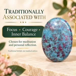 Pierre de palmier en zoïsite bleue rubis, ovale polie, en cristal, faite à la main, pour massage thérapeutique et décoration Feng Shui - Product Image 4