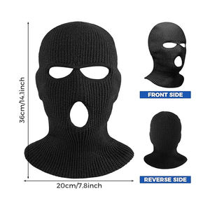 Pasamontañas Unisex de Punto Transpirable e Impermeable de Poliéster/Algodón Ajustable con 3 Orificios, Máscara de Esquí, Cubre Rostro Completo, Gorro Tipo Bandit - Product Image 3