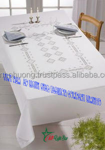 Mantel de lino elegante y lujoso con bordado de punto de cruz fresco de alta calidad nuevas artesanías de costura frescas - Product Image 5