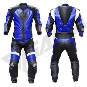 Traje de Motociclismo de Cuero para Hombre, Manga Larga, Salva Leather, Azul y Negro, Cortavientos, Protección Completa, de Una Pieza, 220g - Product Image 4