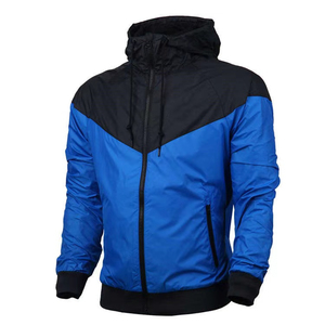 Manufacturer Wholesale Custom Lightweight Nylon Polyester Sports <b>Men</b> Hooded Contrast Color Block Windbreaker <b>Jackets</b> - Product Image 4