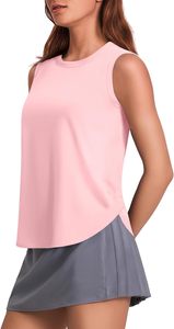 Camiseta sin Mangas para Mujer, Cuello Redondo, Color Sólido, Tejido Transpirable, Estilo Deportivo, Verde Azulado, ODM OEM - Product Image 5