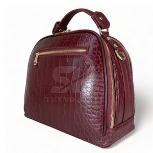 Sac à main de luxe en cuir véritable gaufré croco pour femme, sac fourre-tout à bandoulière avec logo personnalisé et grande capacité - Product Image 5
