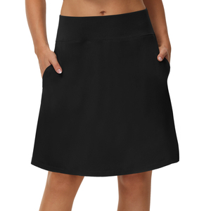 Jupe courte à taille haute pour femme, couleur unie, style A, avec poches, style décontracté et sportif, tissu en spandex et polyester, à porter en toutes saisons - Product Image 6