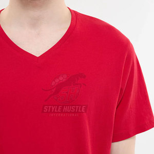T-shirts pour hommes Street Wear à col en V, respirants, avec logo personnalisé - Product Image 3