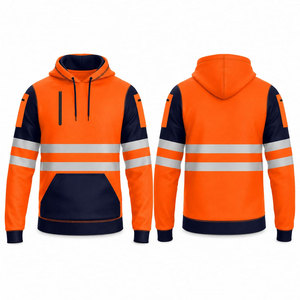 Sweat-shirt à capuche de sécurité haute visibilité FIXFOX SPORTS 1/4 Zipper ANSI Classe 1, avec LED clignotantes, imperméable, en polaire polyester, vente en gros - Product Image 1