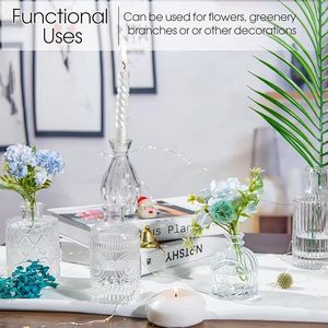 Set di 12 Vasi in Vetro Trasparente per Decorazioni Matrimoniali, Mini Vasi Vintage per Centrotavola - Product Image 2
