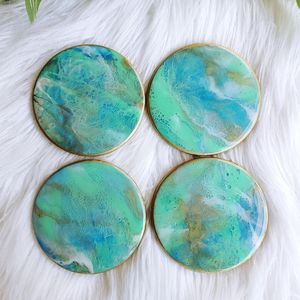 Best Quality Round Shape Resin <b>Coaster</b> Tea <b>Set</b> Accessories Household Resin <b>Coaster</b> for Home Available for Sale - Product Image 3