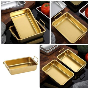 Bandeja Rectangular de Metal Chapada en Oro al por Mayor, Bandeja de Servicio de Acero Inoxidable Personalizada de Lujo - Product Image 5