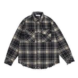 Camisa de Franela a Cuadros Unisex Estilo Urbano, Corte Holgado, Teñido con Hilo Personalizado, Algodón, Manga Larga, Transpirable, Tacto Suave, Logotipo Personalizado - Product Image 1