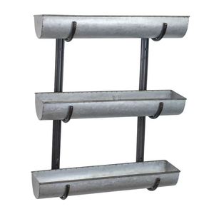 Macetero de pared clásico de metal galvanizado de 3 niveles, estilo rústico, para interiores y exteriores, estante colgante para hierbas, estilo vintage, decoración para el hogar y el jardín. - Product Image 1