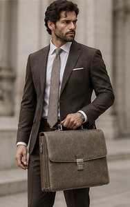 Sac souple de luxe en cuir véritable pleine fleur, classique, portable, vintage, pour ordinateur portable, usage professionnel et décontracté, pour homme, idéal pour les voyages - Product Image 2