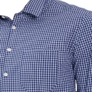 Chemise décontractée à carreaux bleu marine 100 % coton pour homme, manches longues, col rabattu, coupe classique, idéale pour l'automne, style professionnel, OEM - Product Image 5