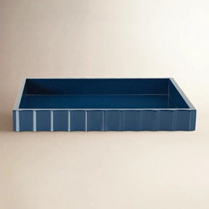 Bandeja Decorativa Rectangular de Cerámica en Azul Marino, Diseño Minimalista, Acabado Revestido, Pieza Única - Product Image 3