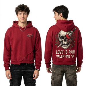 Sleeveless Hoodie Men Custom Acid Wash Gym Vest Streetwear <b>Distressed</b> Raw Edge Pullover Heart Chain Graphic Tank <b>Top</b> Supplier - Product Image 6