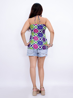 Titrit Polyester – Robe ethnique rétro géométrique pour femme, sans soutien-gorge, à nouer devant, protection solaire toutes saisons, pour mariage/fête, coupe classique