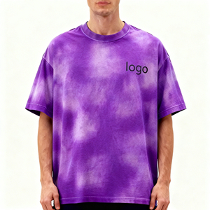 เสื้อยืดวินเทจไซส์ใหญ่สำหรับผู้ชาย คุณภาพสูง ล้างสีแบบแอซิด แต่งโลโก้ด้วยคริสตัล สไตล์สตรีทแวร์ - Product Image 1