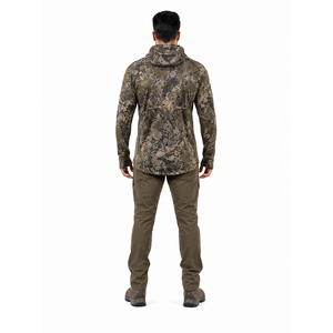 Sweat à capuche polaire Polartec Power Grid camouflage pour homme, coupe quart de zip, coupe-vent et imperméable, personnalisable avec marque privée - Product Image 2