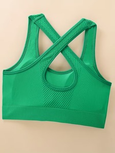 Top Deportivo Corto para Mujer, Espalda Descubierta, para Aeróbic, con Copas Moldeadas, Resistente a Impactos, Paneles de Malla Técnica, Elástico, para Danza y Deportes - Product Image 3